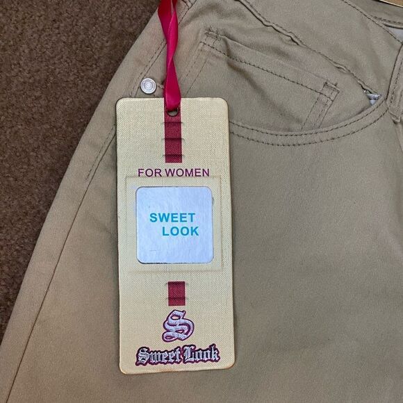 SWEET Look size 22‎ Gold tan stretch cropped skinny jean Capri pants - Picture 2 of 6